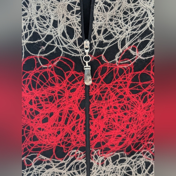 Joseph Ribkoff Swing Knit String Jacket Gray and Red Size US 20 - Picture 2 of 6